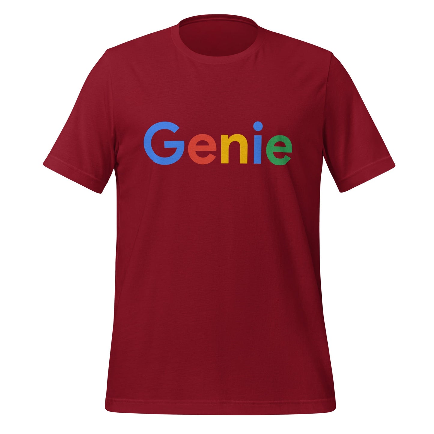 Product mockup photo of the Genie Search Logo T Shirt (unisex) Cardinal / M.
