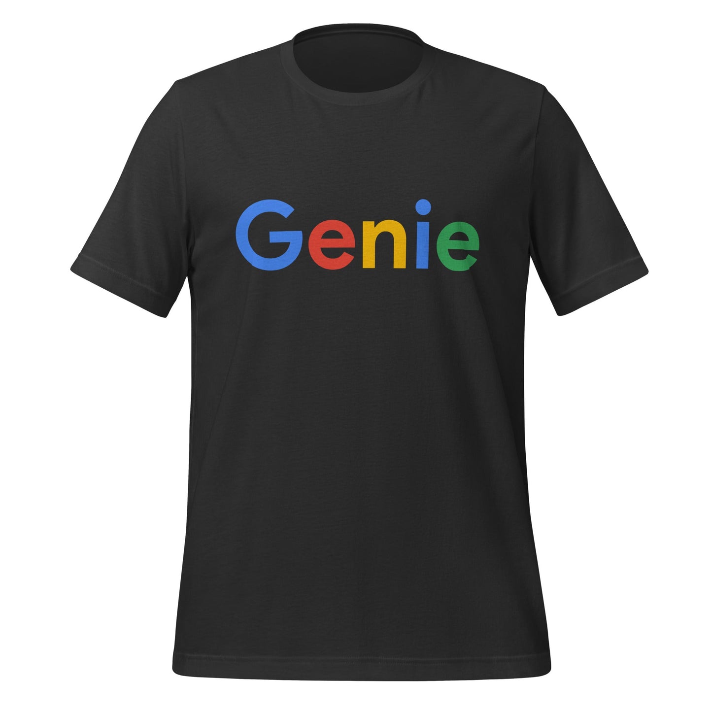 Product mockup photo of the Genie Search Logo T Shirt (unisex) Dark Grey / M.