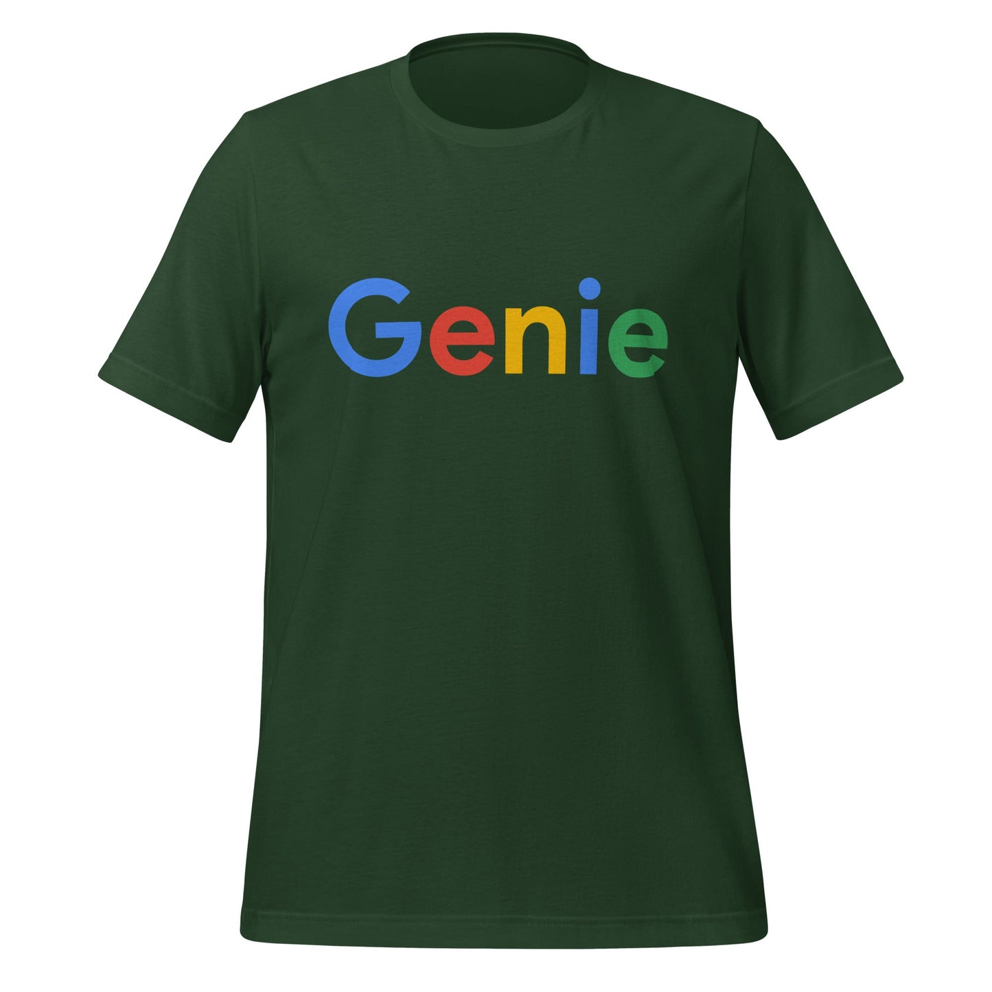 Product mockup photo of the Genie Search Logo T Shirt (unisex) Forest / M.