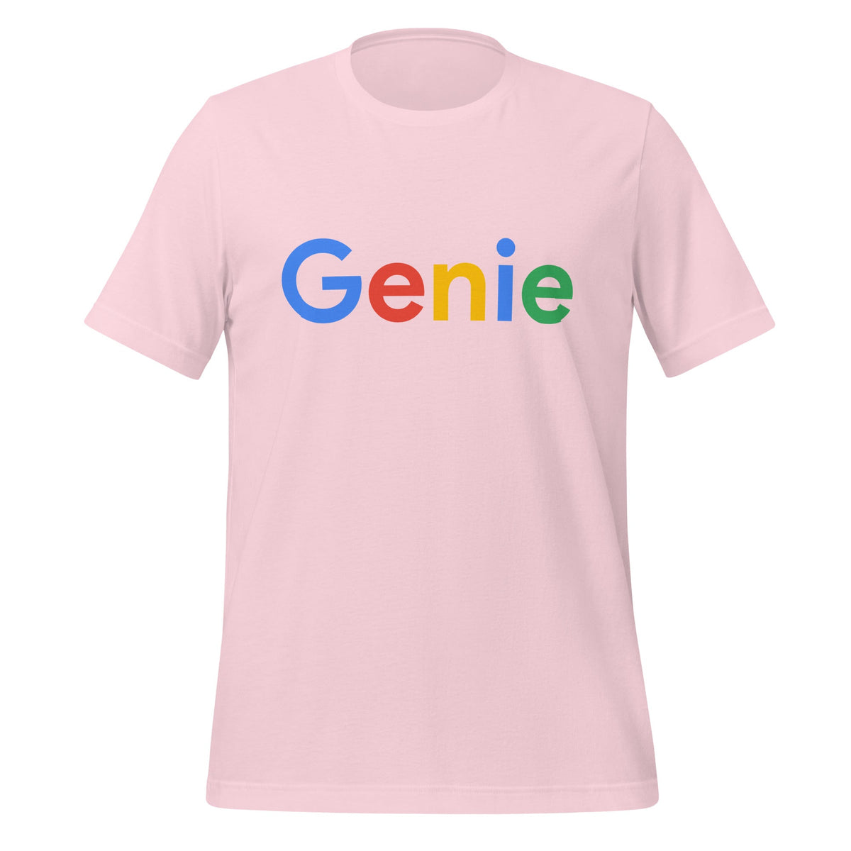 Product mockup photo of the Genie Search Logo T Shirt (unisex) Soft Pink / M.