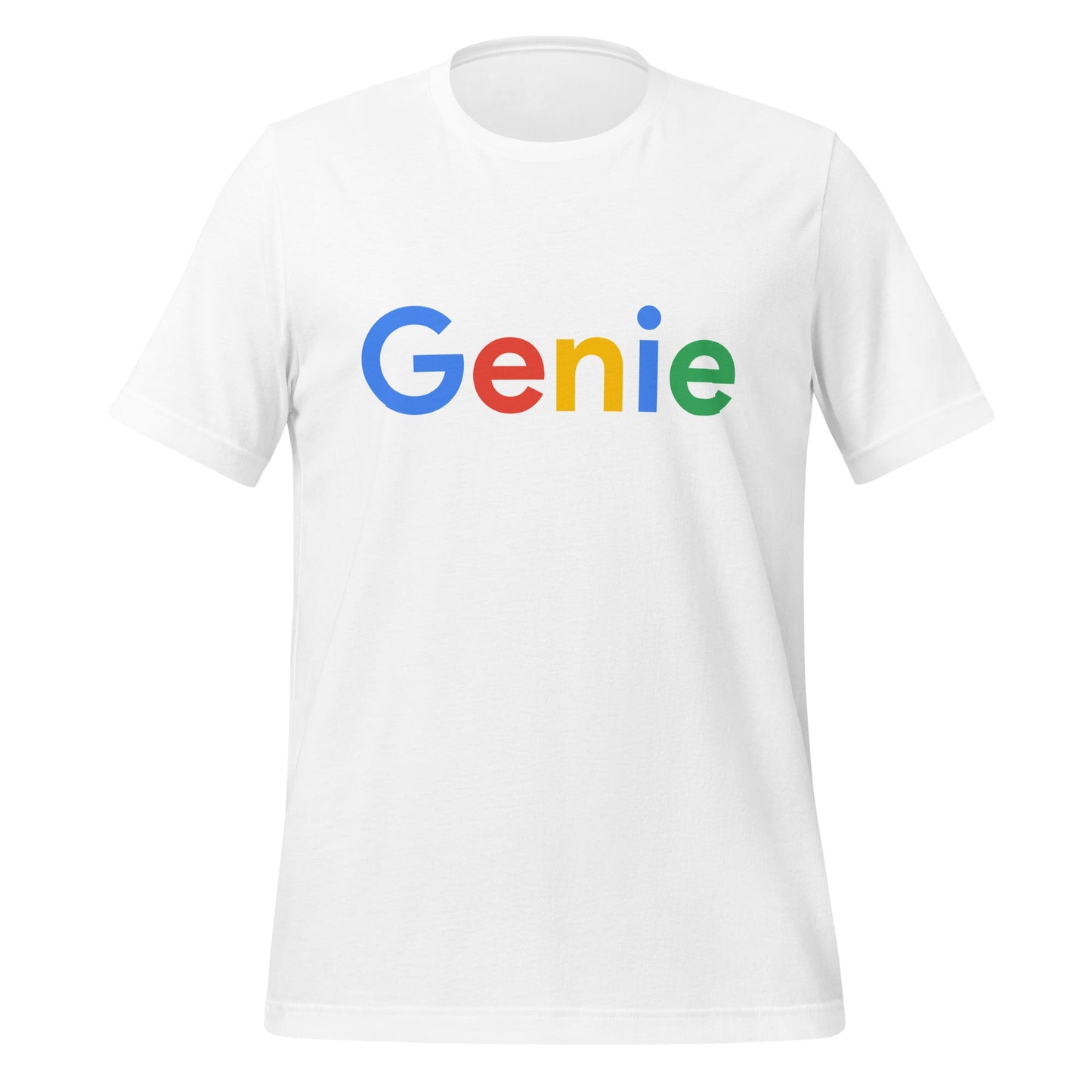 Product mockup photo of the Genie Search Logo T Shirt (unisex) White / M.