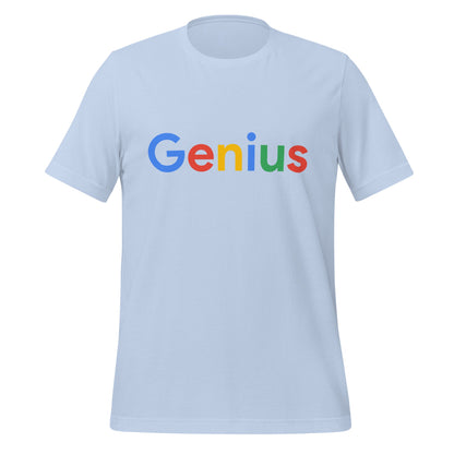 Product mockup photo of the Genius Search Logo T Shirt (unisex) Baby Blue / M.
