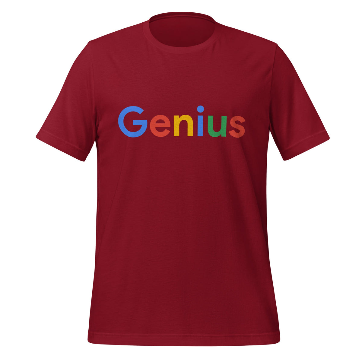 Product mockup photo of the Genius Search Logo T Shirt (unisex) Cardinal / M.