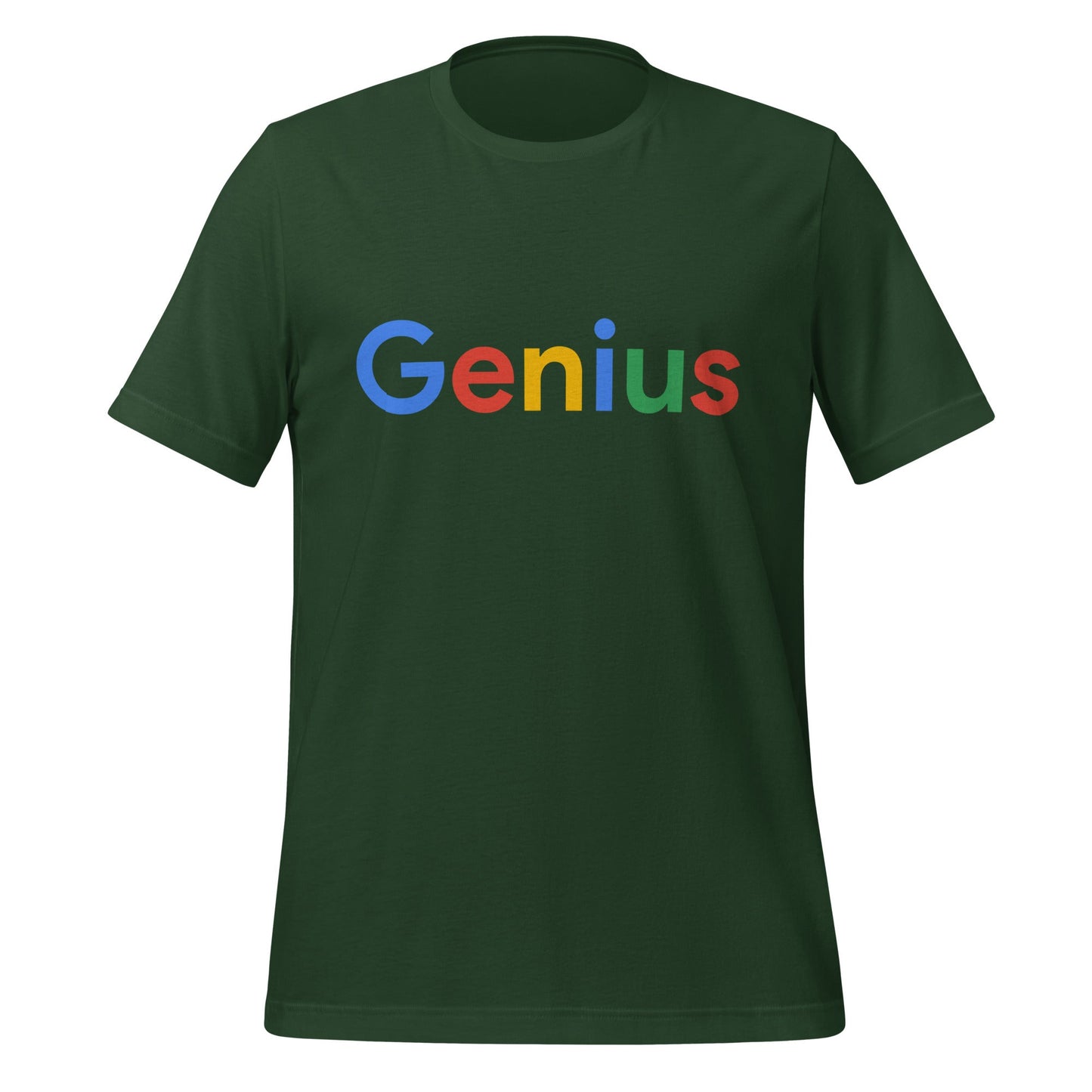 Product mockup photo of the Genius Search Logo T Shirt (unisex) Forest / M.