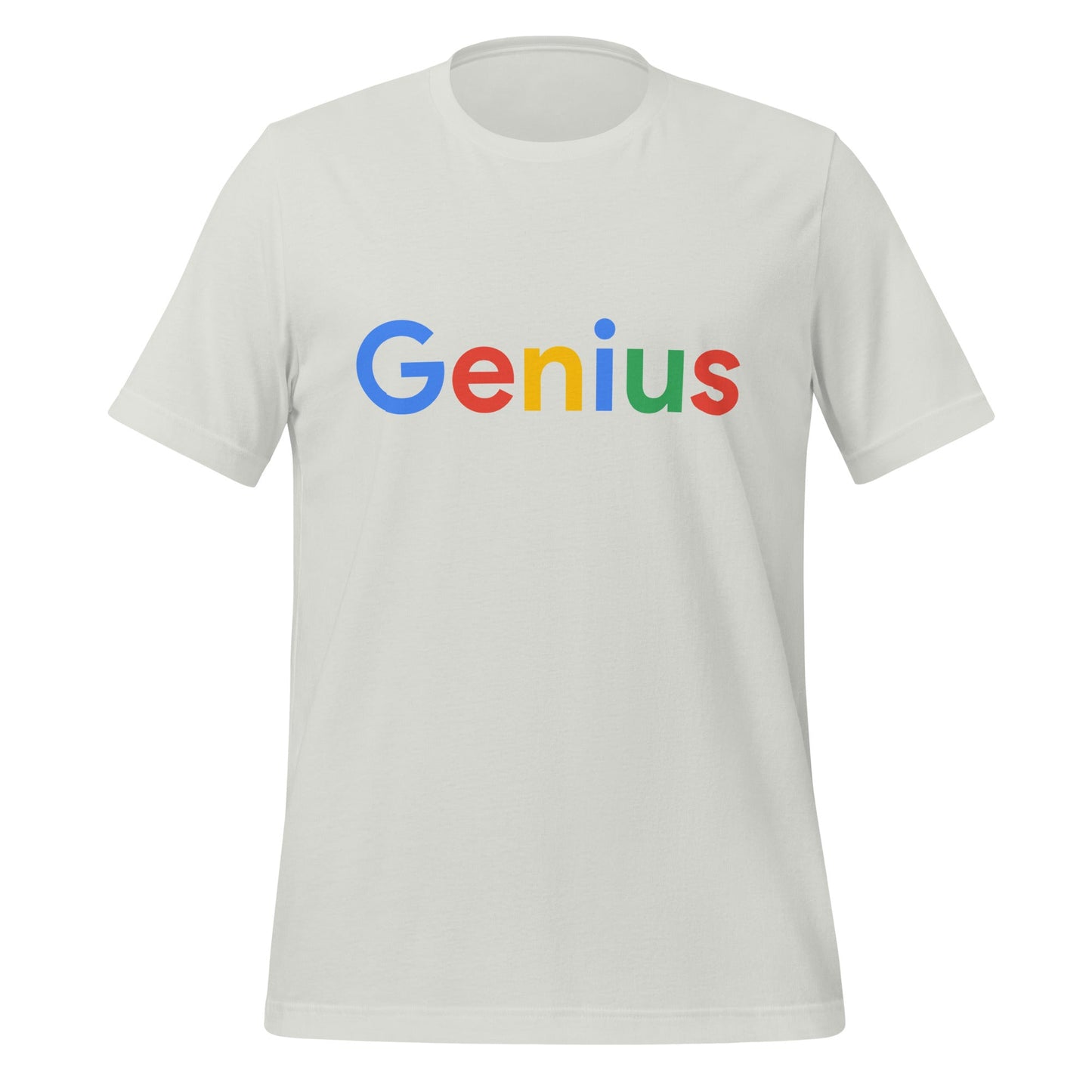 Product mockup photo of the Genius Search Logo T Shirt (unisex) Silver / M.