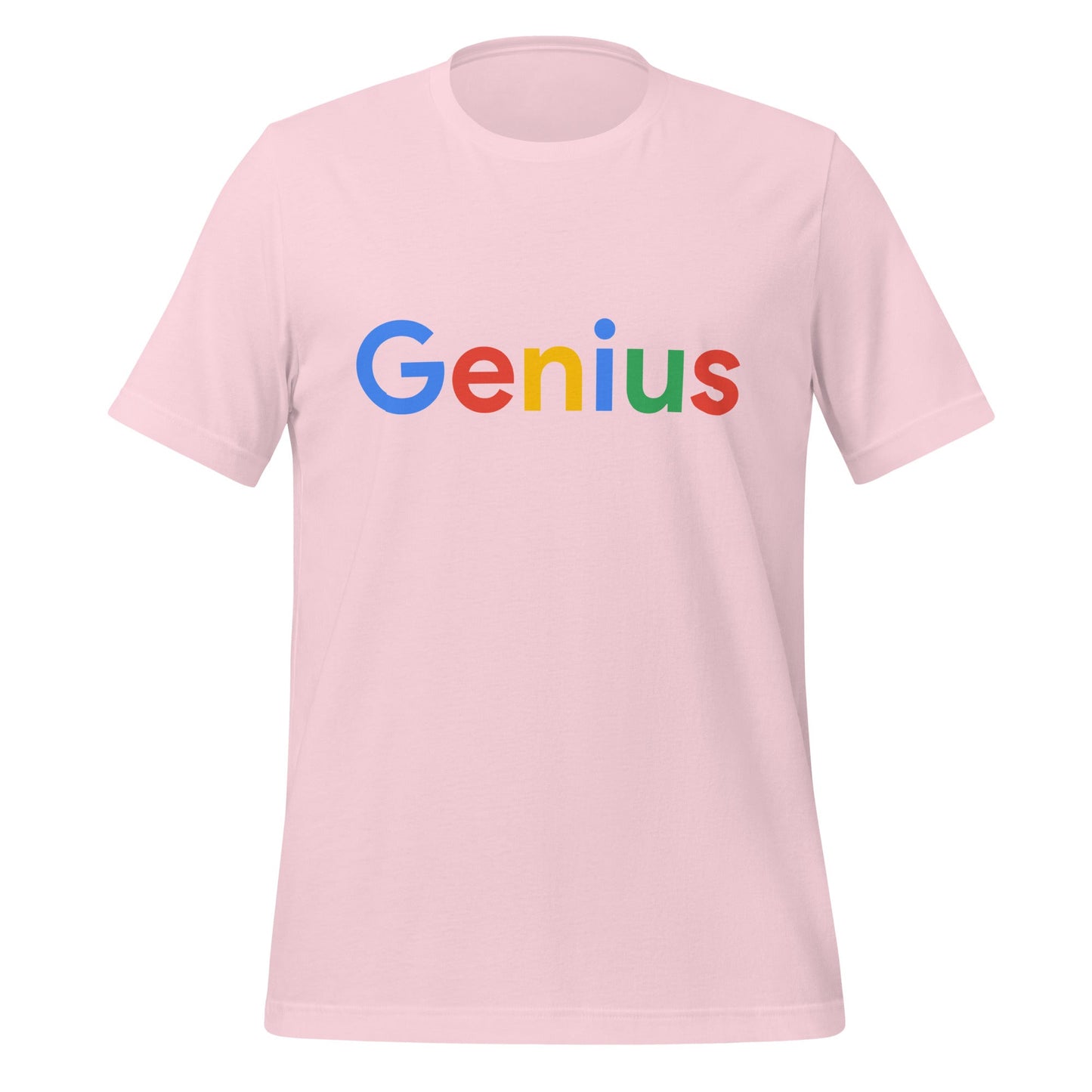 Product mockup photo of the Genius Search Logo T Shirt (unisex) Soft Pink / M.