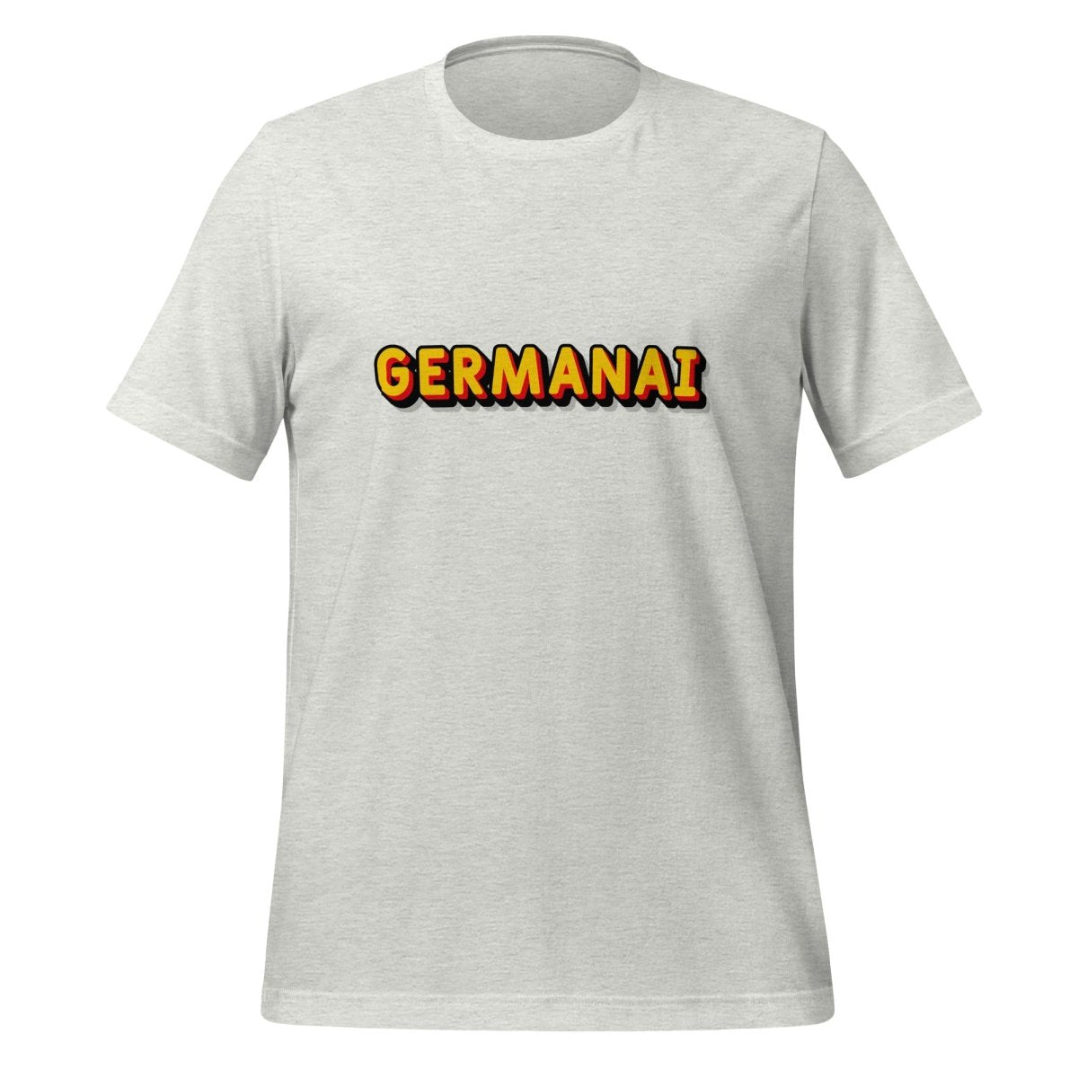 Product mockup photo of the GermanAI T Shirt (unisex) Ash / M.