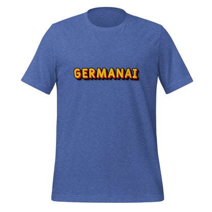 Product mockup photo of the GermanAI T Shirt (unisex) Heather True Royal / M.