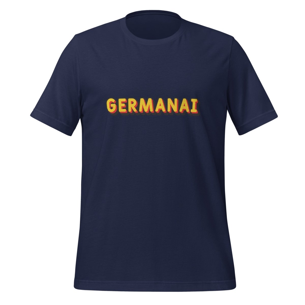 Product mockup photo of the GermanAI T Shirt (unisex) Navy / M.