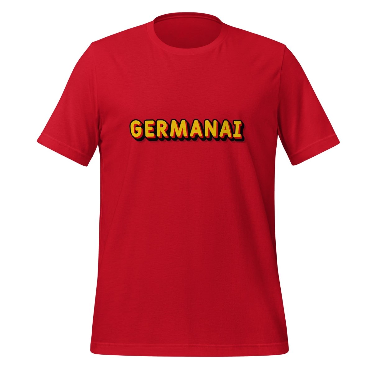 Product mockup photo of the GermanAI T Shirt (unisex) Red / M.