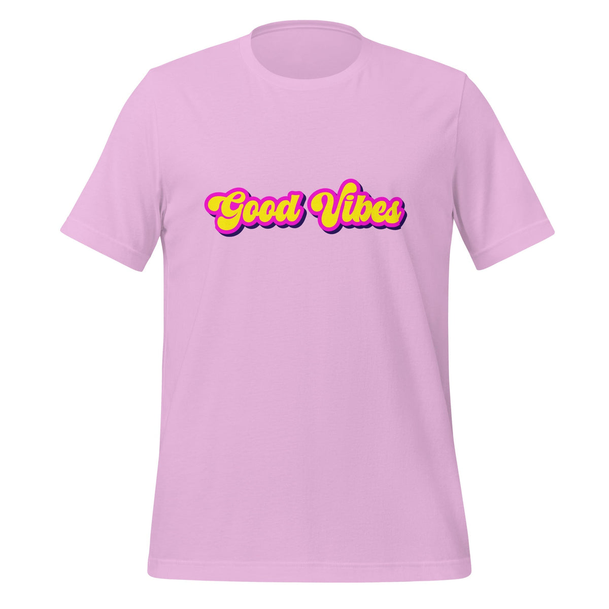 Product mockup photo of the Good Vibes T Shirt (unisex) Lilac / M.