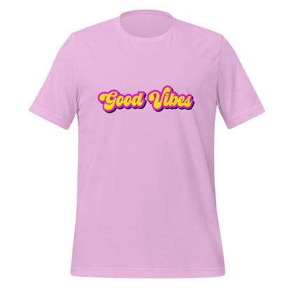 Product mockup photo of the Good Vibes T Shirt (unisex) Lilac / M.