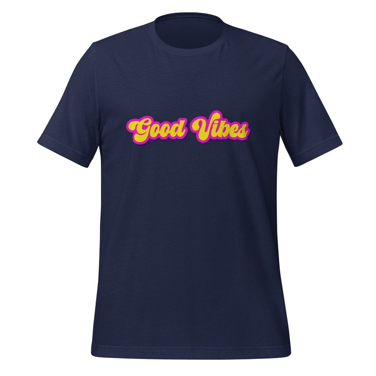 Product mockup photo of the Good Vibes T Shirt (unisex) Navy / M.