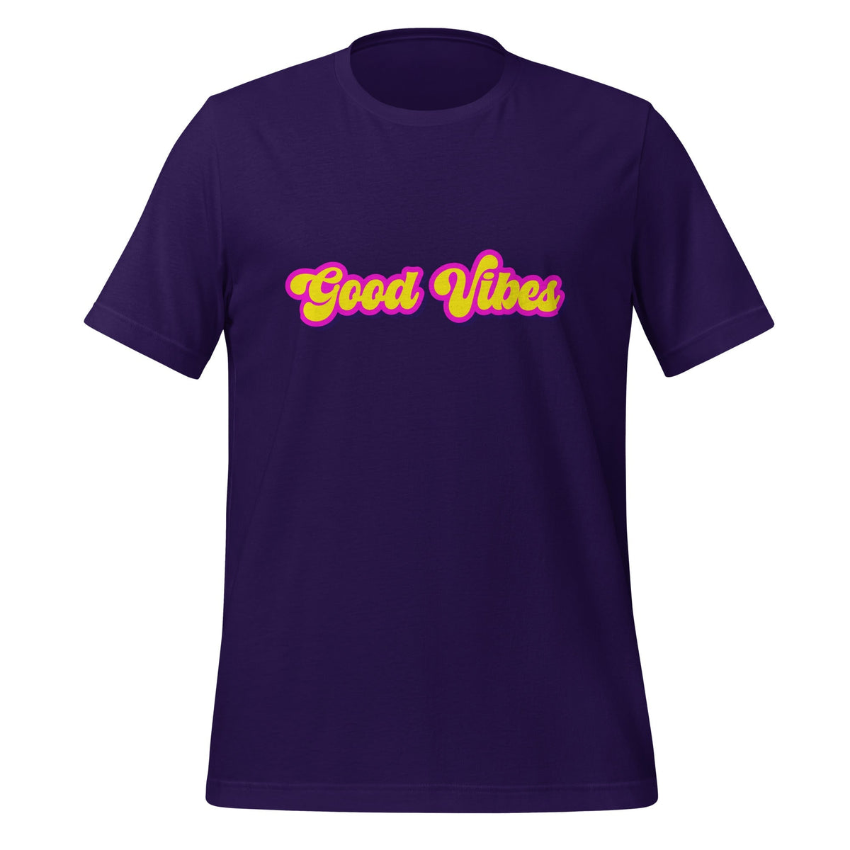 Product mockup photo of the Good Vibes T Shirt (unisex) Team Purple / M.