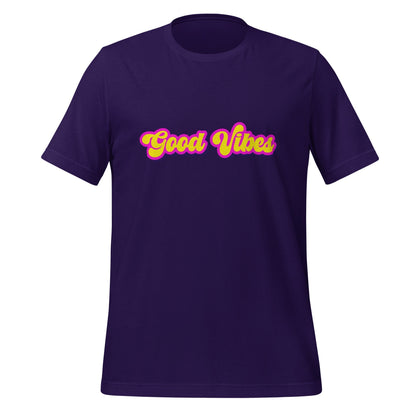 Product mockup photo of the Good Vibes T Shirt (unisex) Team Purple / M.