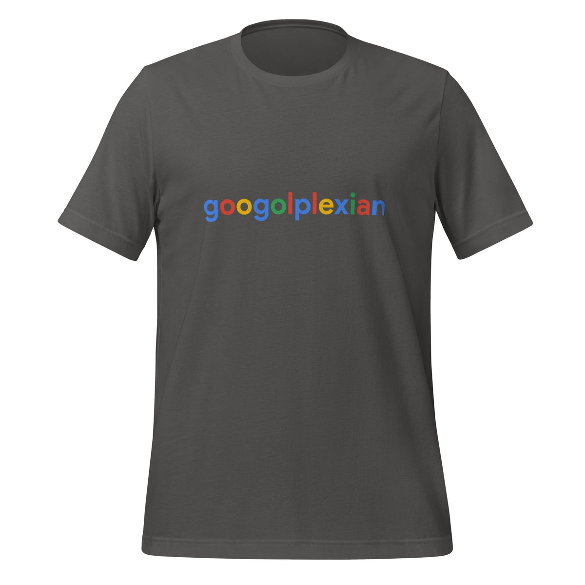 Product mockup photo of the googolplexian T Shirt (unisex) Asphalt / M.