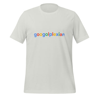 Product mockup photo of the googolplexian T Shirt (unisex) Silver / M.
