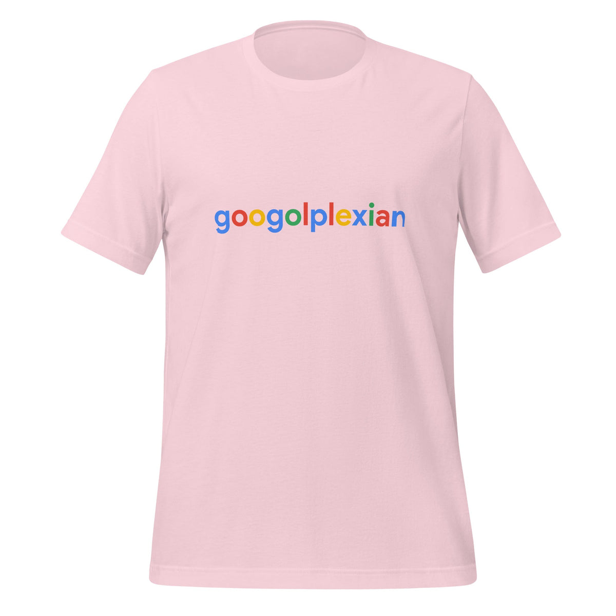 Product mockup photo of the googolplexian T Shirt (unisex) Soft Pink / M.