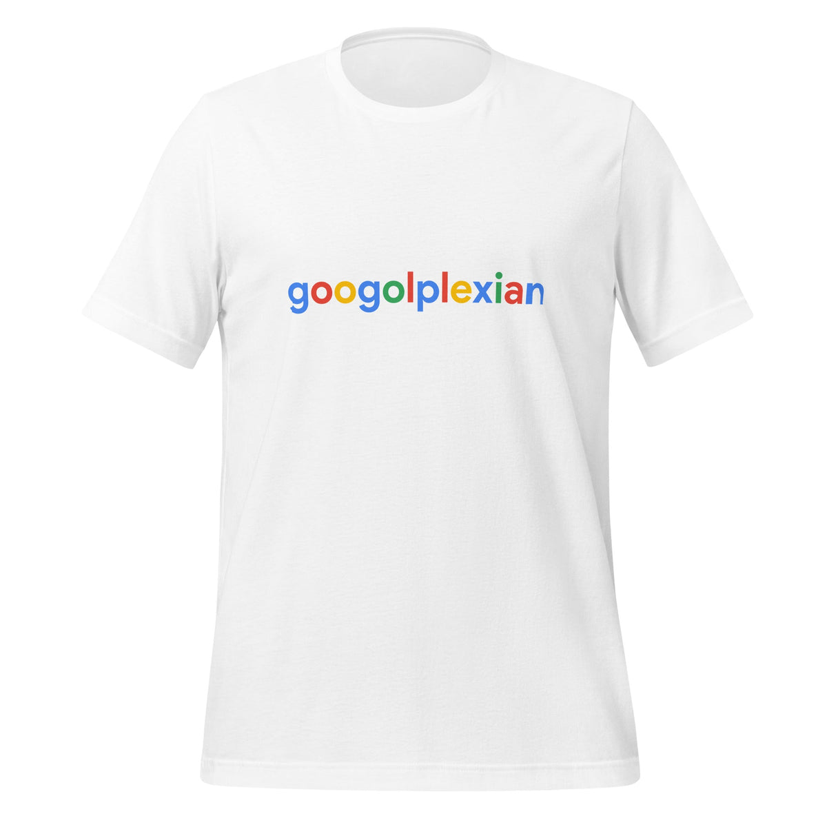Product mockup photo of the googolplexian T Shirt (unisex) White / M.