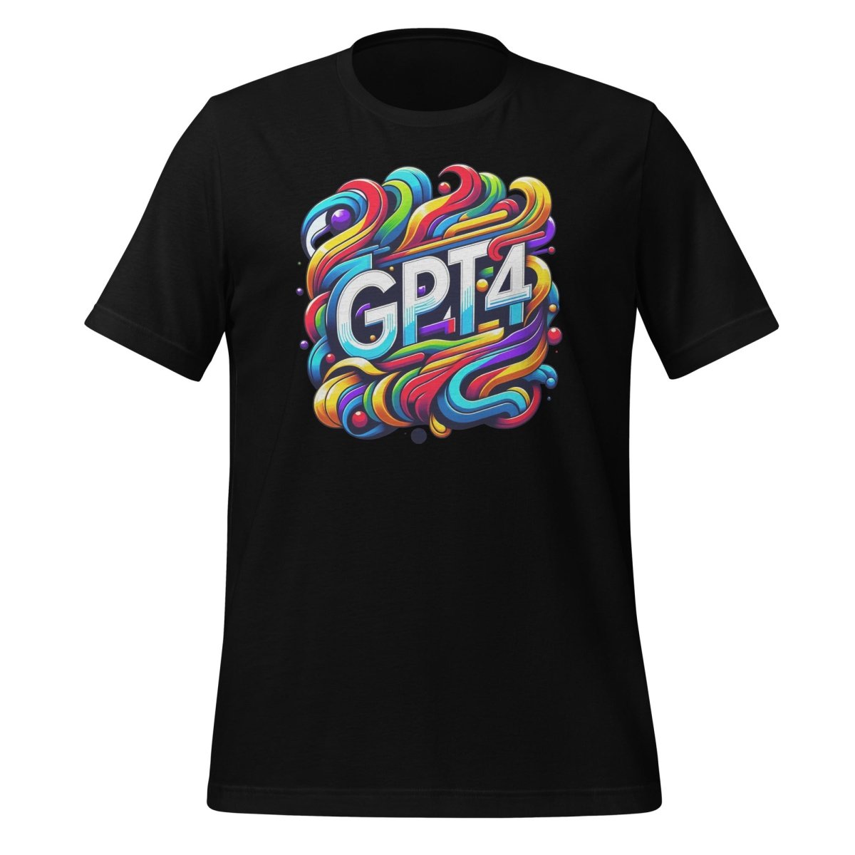 Product mockup photo of the GPT 4 DALL E Design T Shirt (unisex) Black / M.