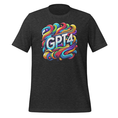Product mockup photo of the GPT 4 DALL E Design T Shirt (unisex) Dark Grey Heather / M.