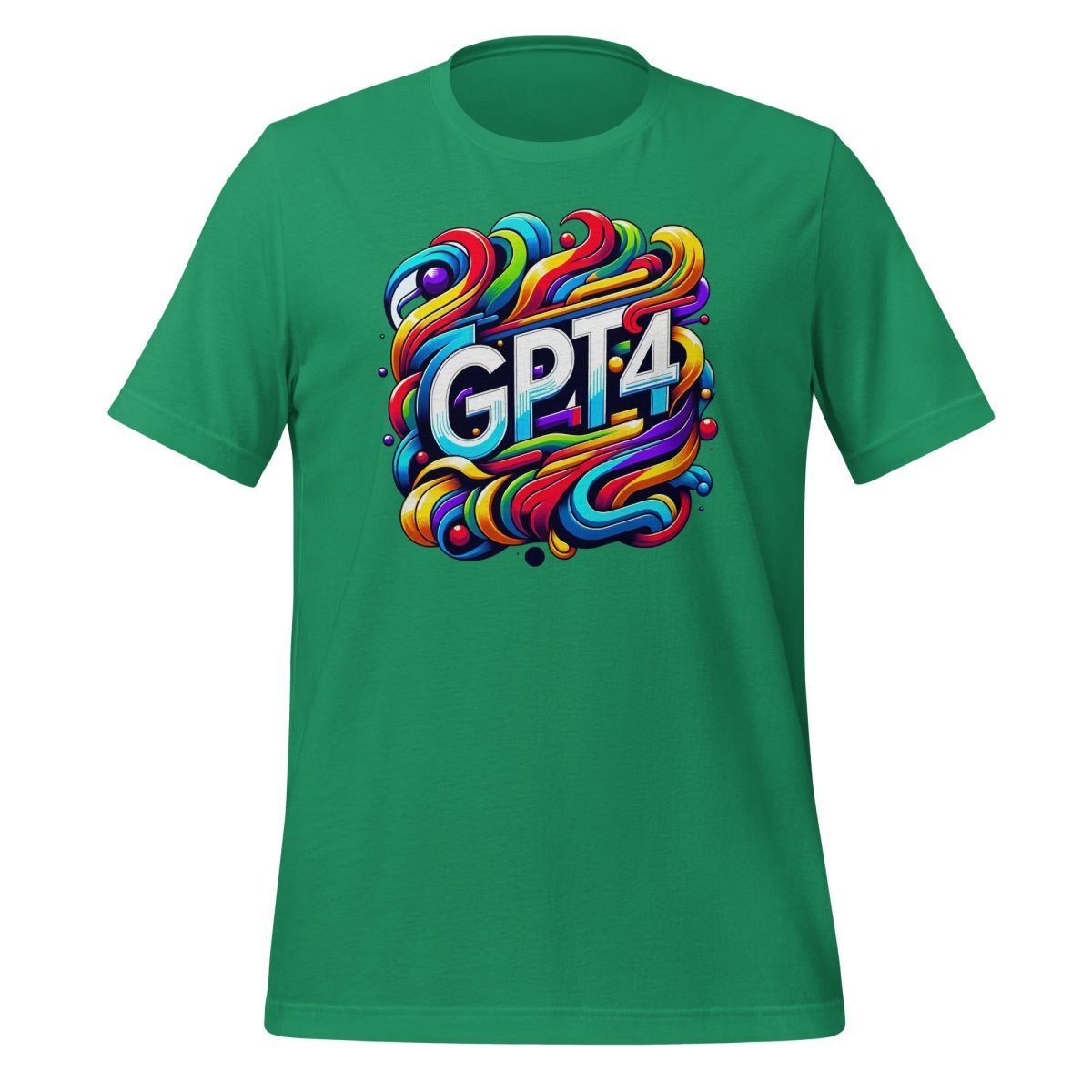 Product mockup photo of the GPT 4 DALL E Design T Shirt (unisex) Kelly / M.