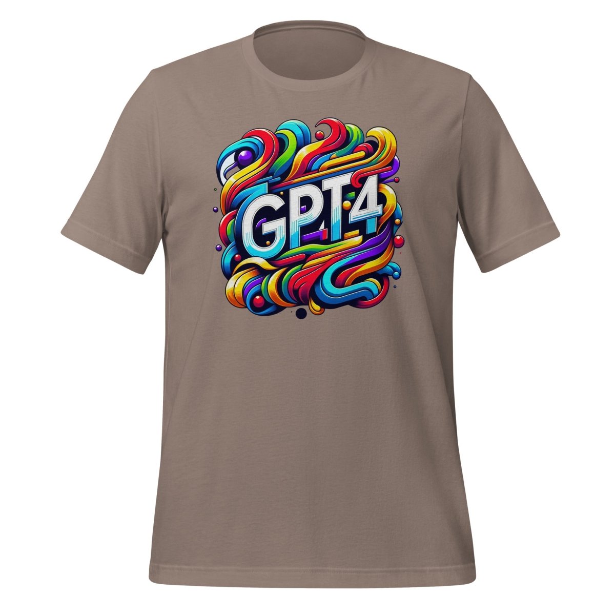 Product mockup photo of the GPT 4 DALL E Design T Shirt (unisex) Pebble / M.
