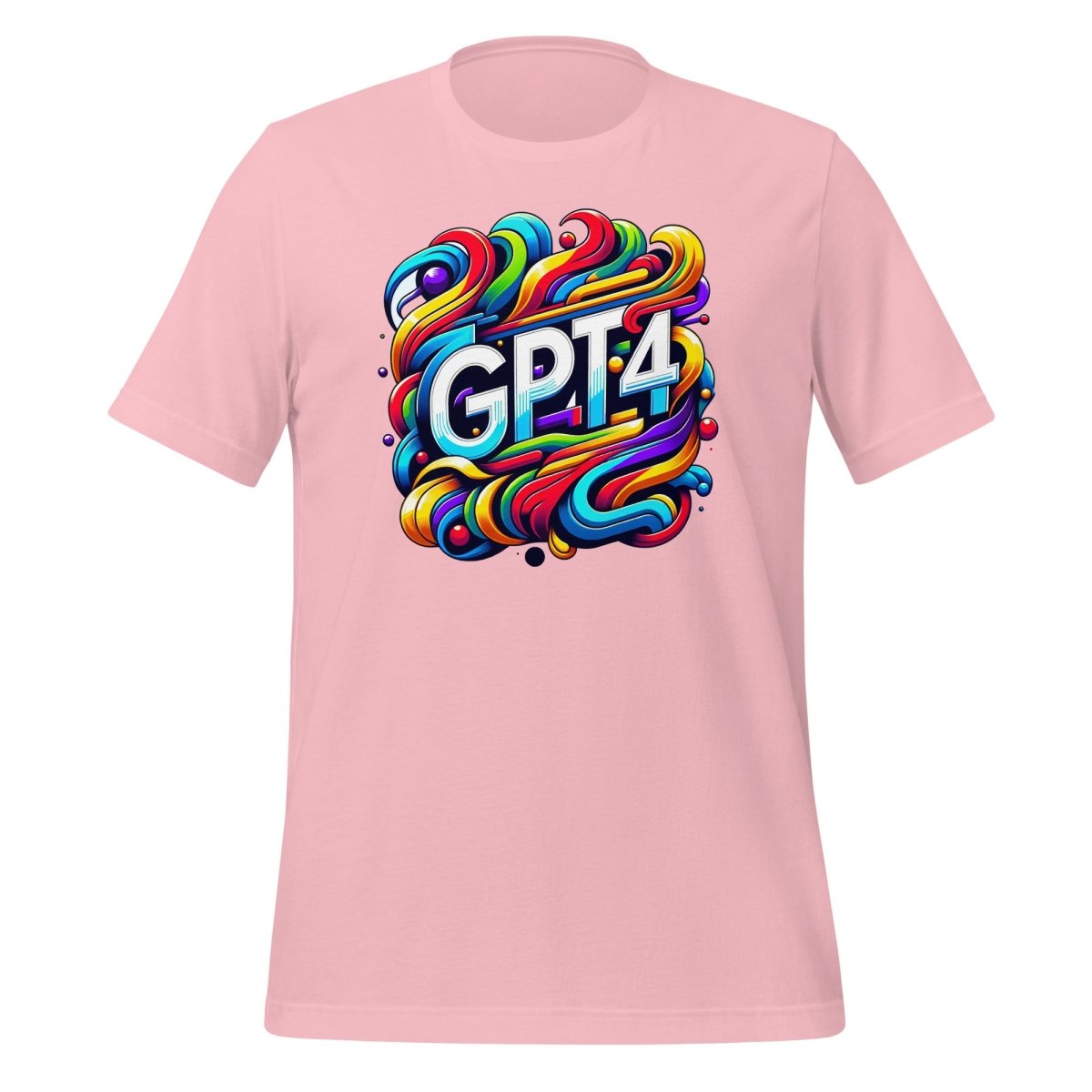 Product mockup photo of the GPT 4 DALL E Design T Shirt (unisex) Pink / M.