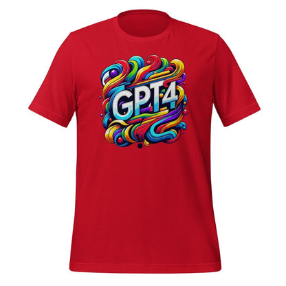 Product mockup photo of the GPT 4 DALL E Design T Shirt (unisex) Red / M.