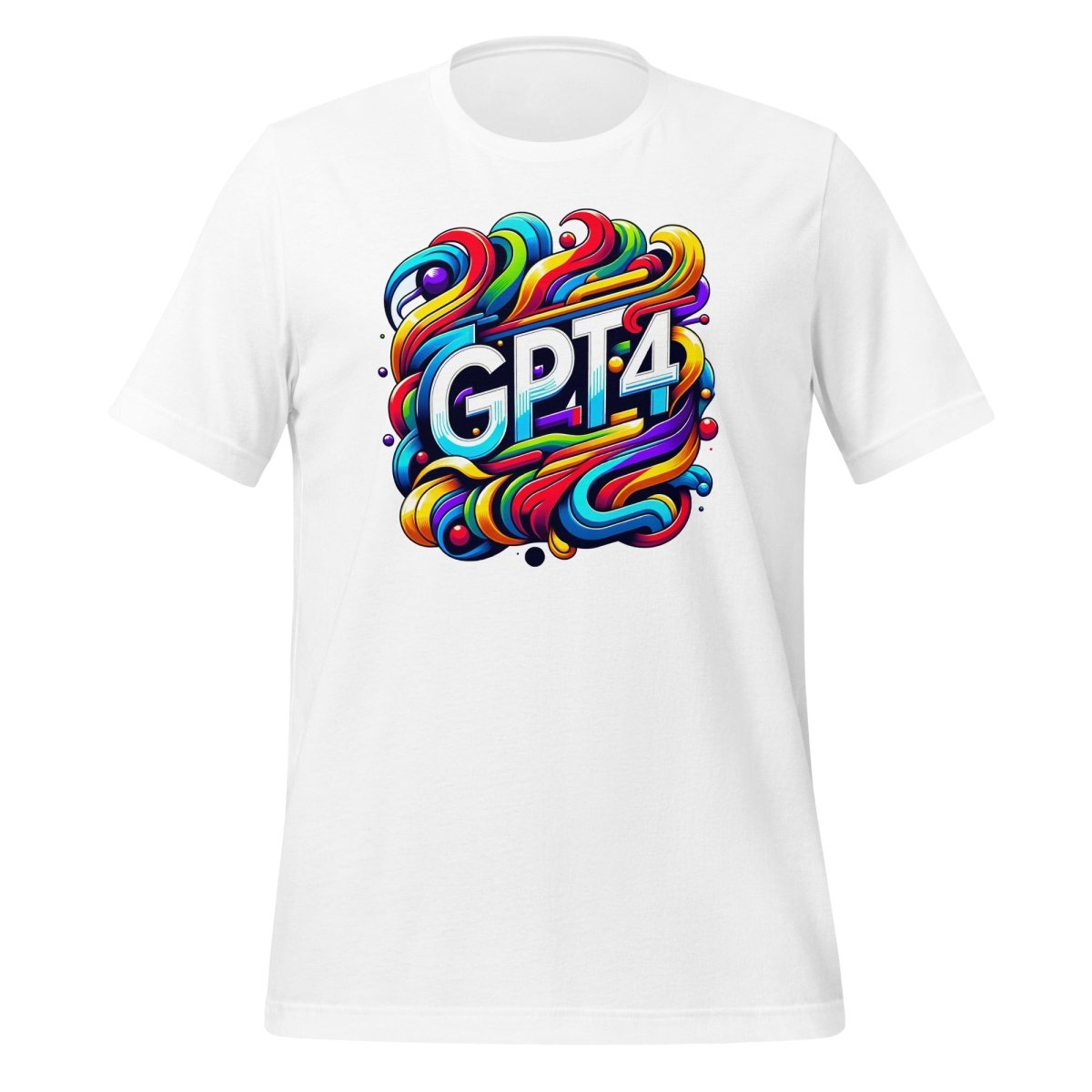 Product mockup photo of the GPT 4 DALL E Design T Shirt (unisex) White / M.
