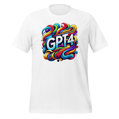 Product mockup photo of the GPT 4 DALL E Design T Shirt (unisex) White / M.