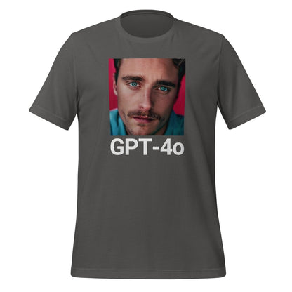 Product mockup photo of the GPT 4o is Her T Shirt (unisex) Asphalt / M.