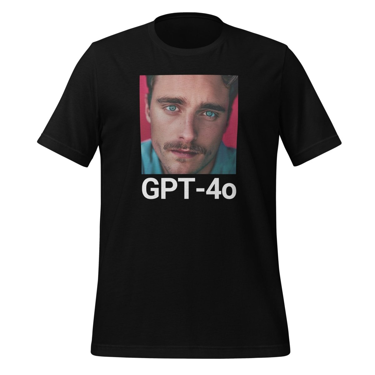 Product mockup photo of the GPT 4o is Her T Shirt (unisex) Black / M.