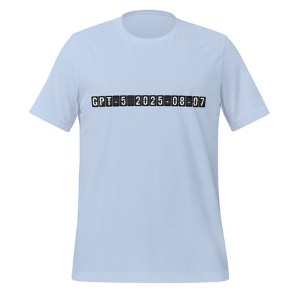 Product mockup photo of the GPT 5 Arrival T Shirt (unisex) Baby Blue / M.