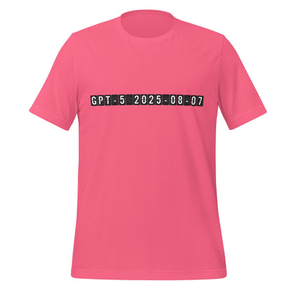 Product mockup photo of the GPT 5 Arrival T Shirt (unisex) Charity Pink / M.