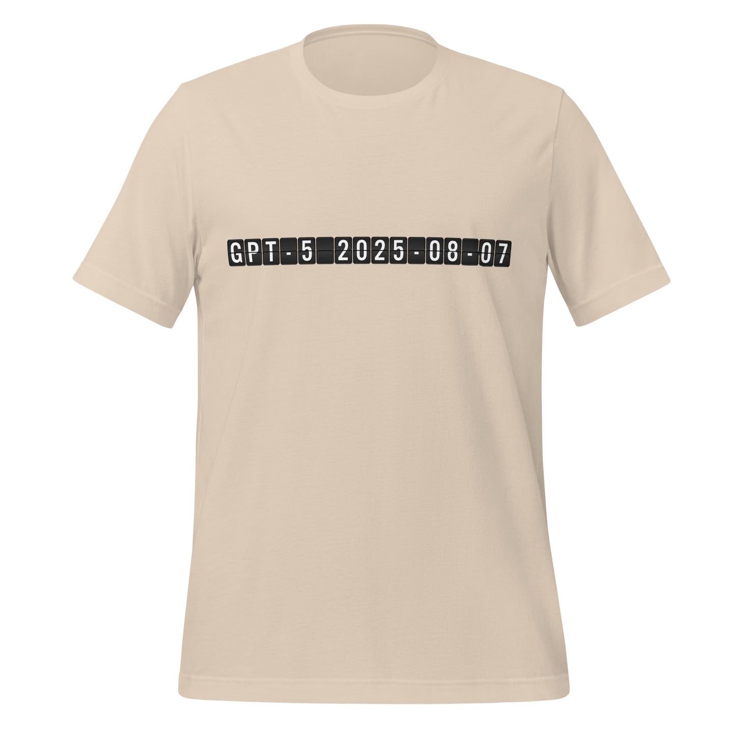 Product mockup photo of the GPT 5 Arrival T Shirt (unisex) Soft Cream / M.