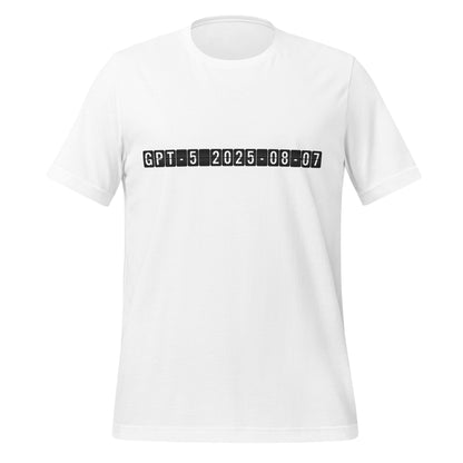 Product mockup photo of the GPT 5 Arrival T Shirt (unisex) White / M.