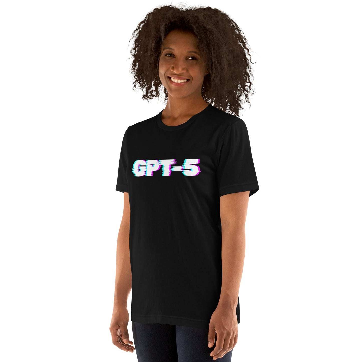 Product mockup photo of the GPT 5 Glitch T Shirt (unisex).