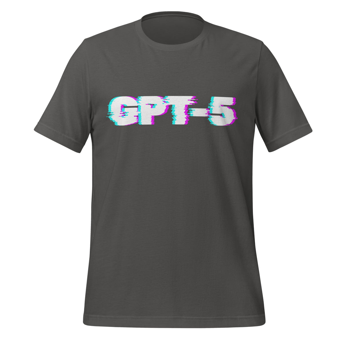 Product mockup photo of the GPT 5 Glitch T Shirt (unisex) Asphalt / M.