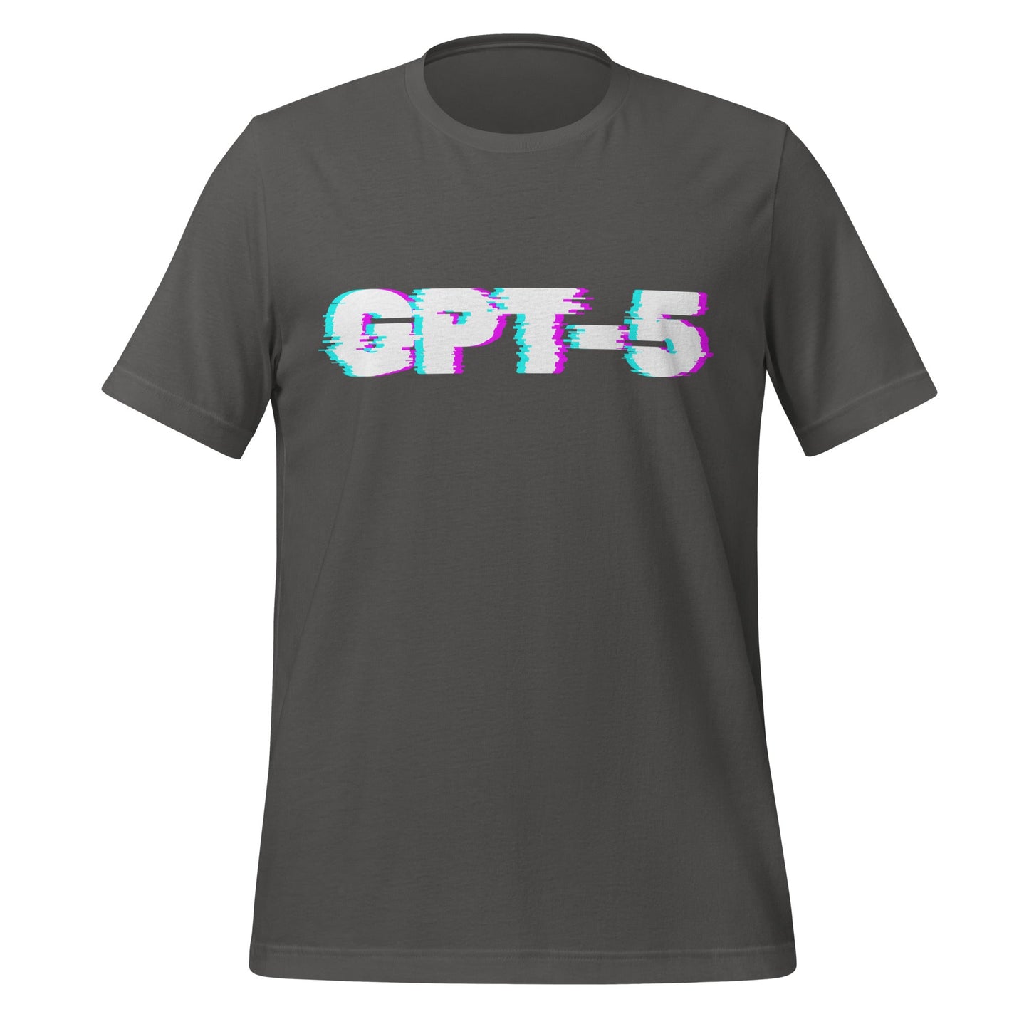 Product mockup photo of the GPT 5 Glitch T Shirt (unisex) Asphalt / M.