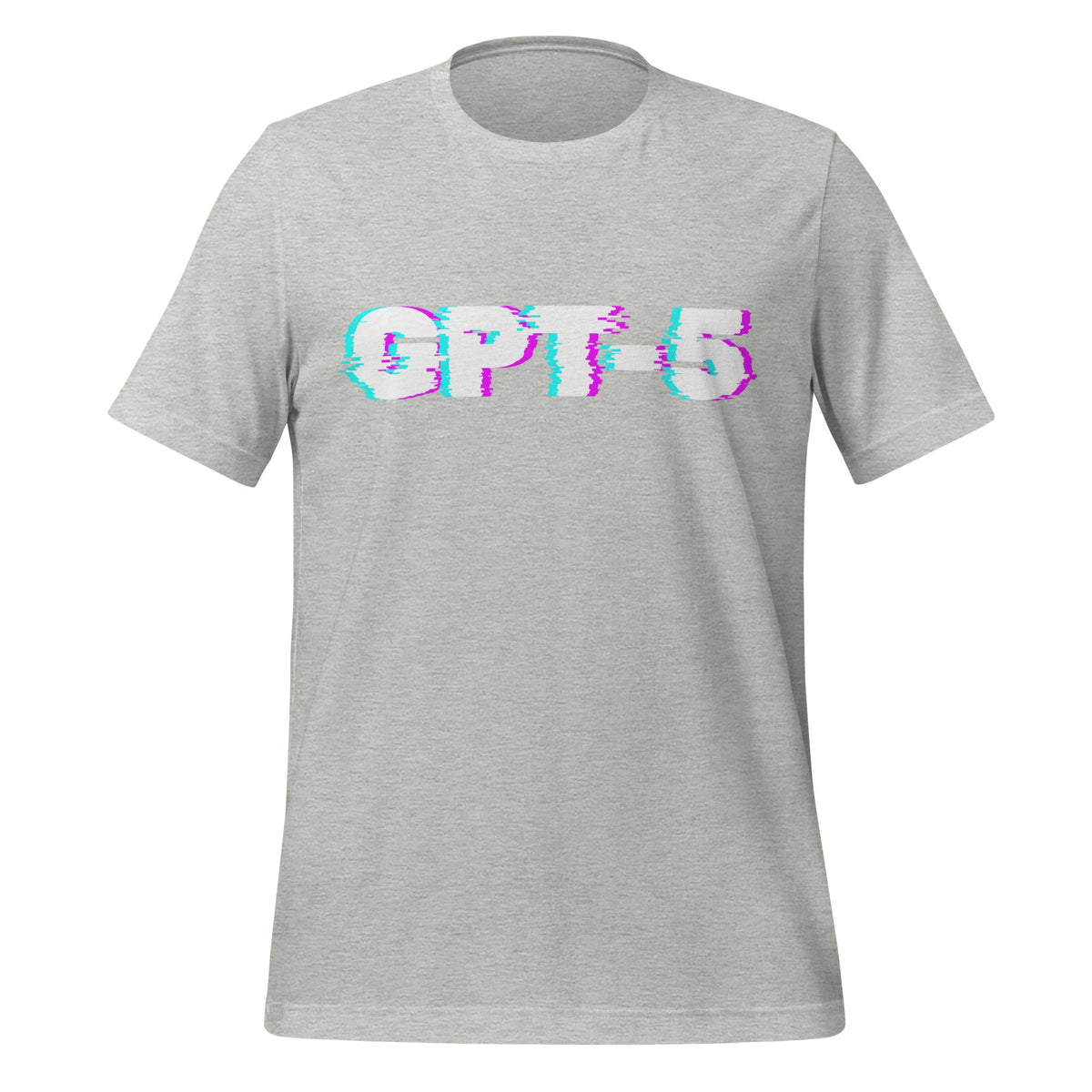 Product mockup photo of the GPT 5 Glitch T Shirt (unisex) Athletic Heather / M.