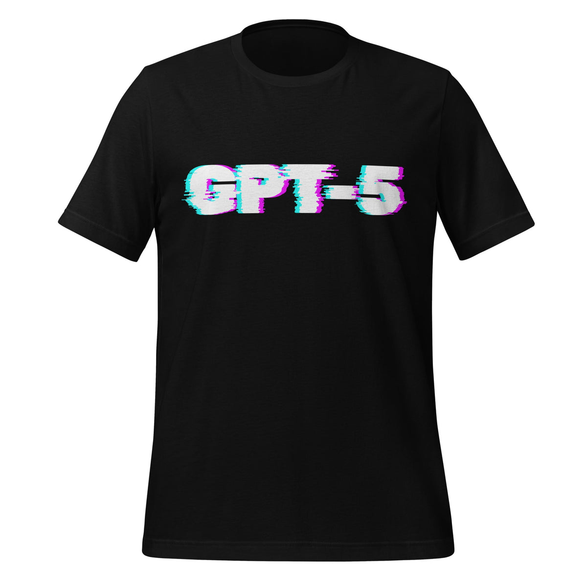 Product mockup photo of the GPT 5 Glitch T Shirt (unisex) Black / M.