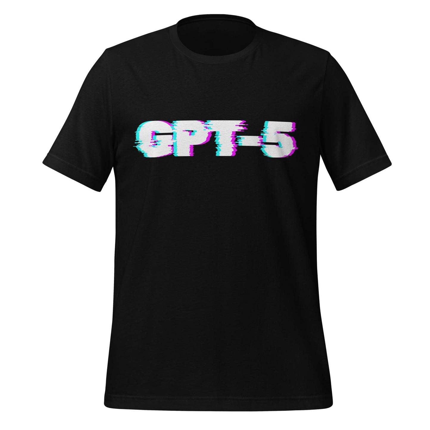 Product mockup photo of the GPT 5 Glitch T Shirt (unisex) Black / M.