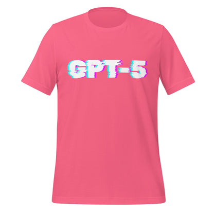 Product mockup photo of the GPT 5 Glitch T Shirt (unisex) Charity Pink / M.