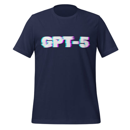 Product mockup photo of the GPT 5 Glitch T Shirt (unisex) Navy / M.