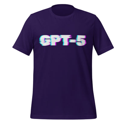 Product mockup photo of the GPT 5 Glitch T Shirt (unisex) Team Purple / M.