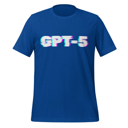 Product mockup photo of the GPT 5 Glitch T Shirt (unisex) True Royal / M.