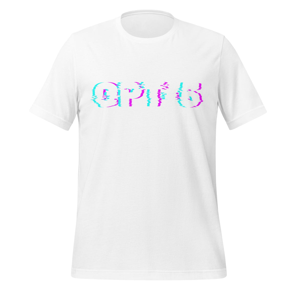 Product mockup photo of the GPT 5 Glitch T Shirt (unisex) White / M.