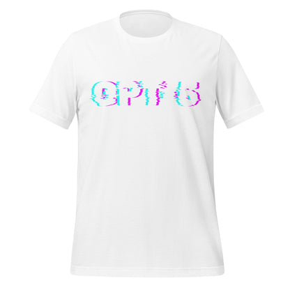Product mockup photo of the GPT 5 Glitch T Shirt (unisex) White / M.