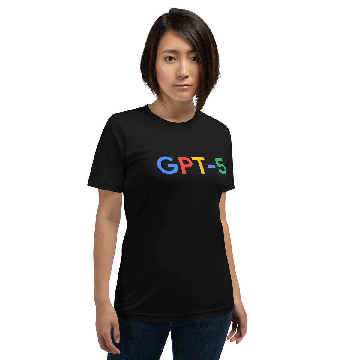 Product mockup photo of the GPT 5 Search Logo T Shirt (unisex).